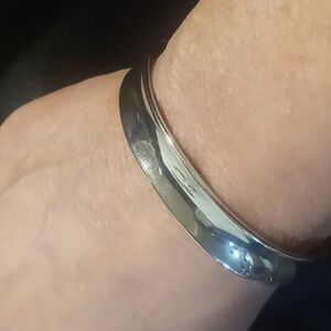 Cuff bracelet concaved design silver plated minimalist nwot